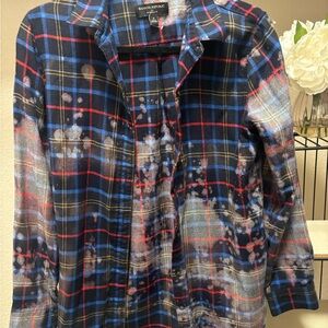 Banana Republic Plaid Flannel bleached shirt size small boyfriend fit